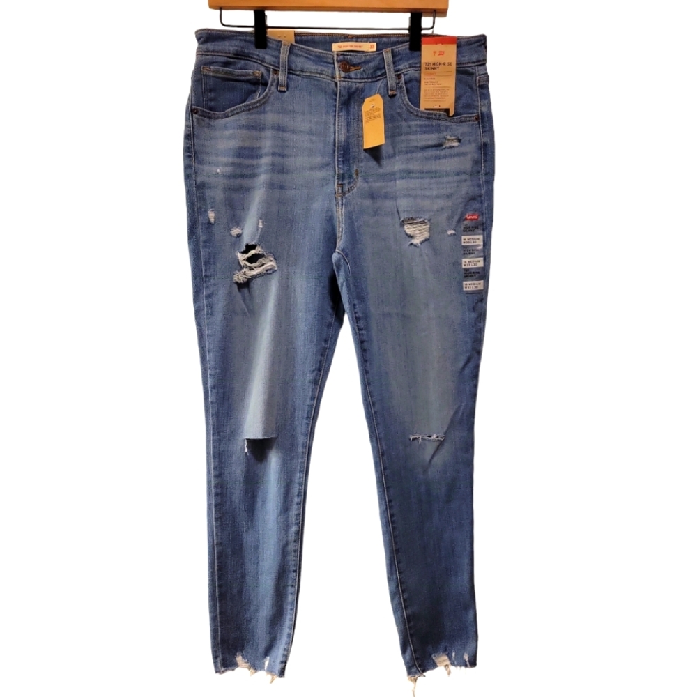 Levi's, NWT, 721 High-Rise Skinny, Hypersoft, Distressed, Women's sz 33 (16), L-